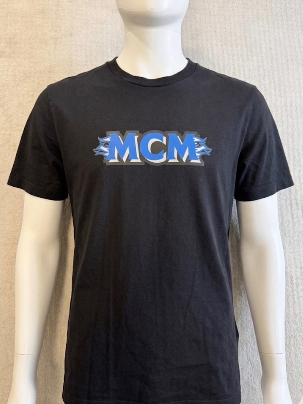 MCM Blue Logo Graphic Tee Black XXL Designer Luxury Cotton T-Shirt